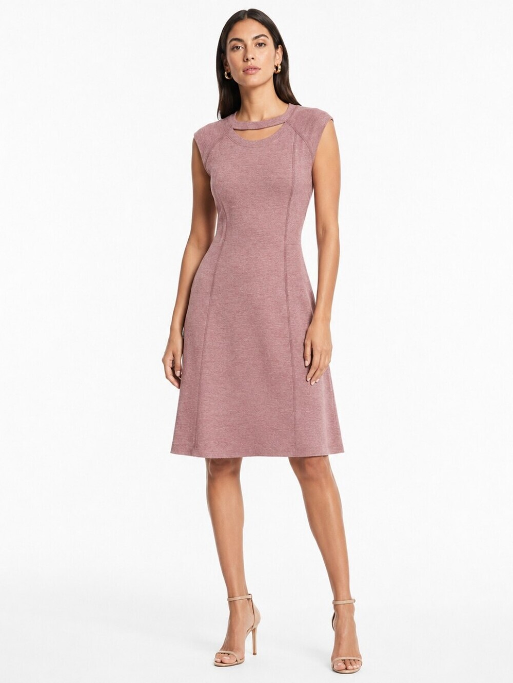 Akris Punto Pink Knit Cutout Neck Dress Size US 8 IT 44